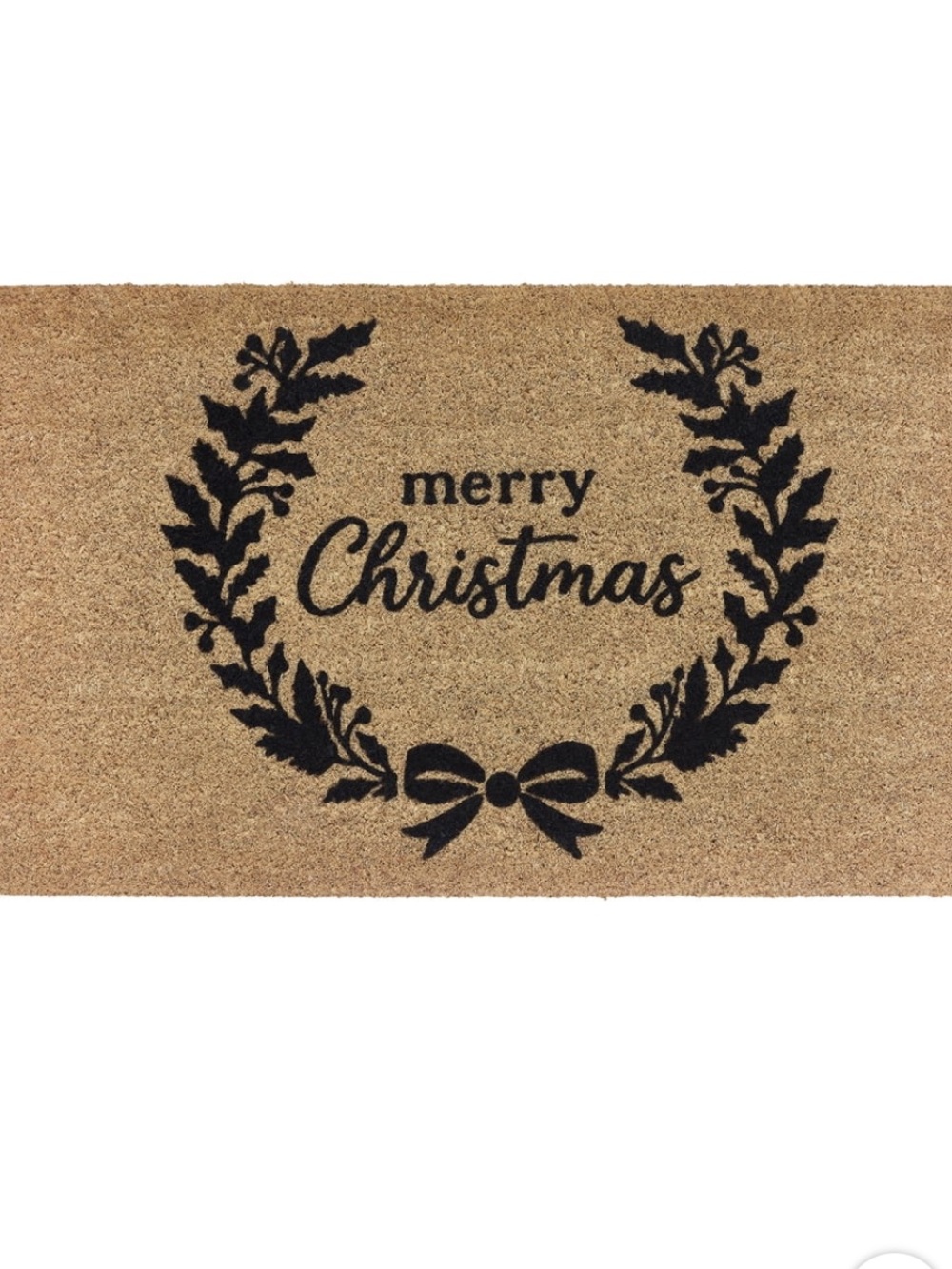 My Texas House Natural Merry Christmas Wreath Outdoor Coir Doormat, 18"× 30"